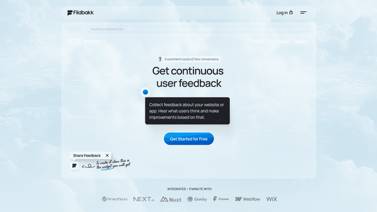 Fiidbakk SaaS Framer template preview