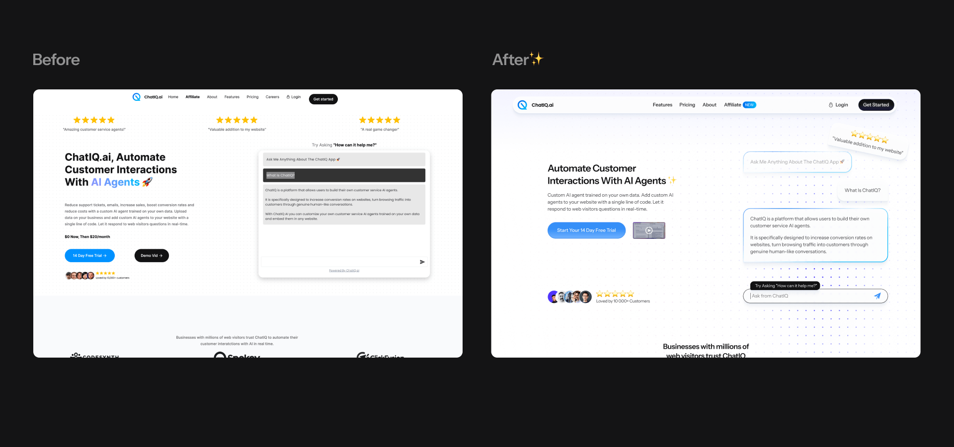 Veebikujundus enne ja pärast disaini rösti