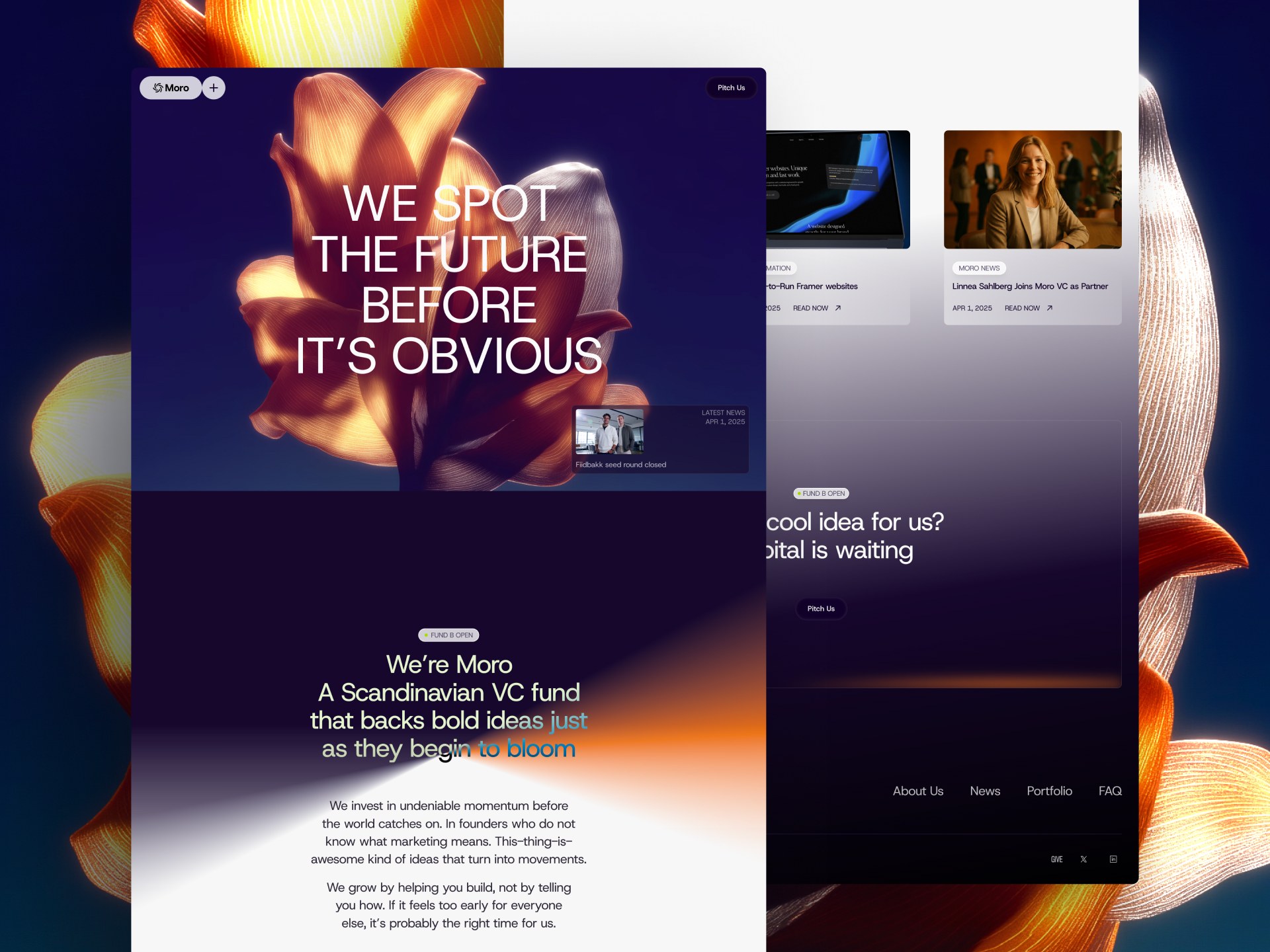 Moro venture capital Framer template page 2 thumbnail