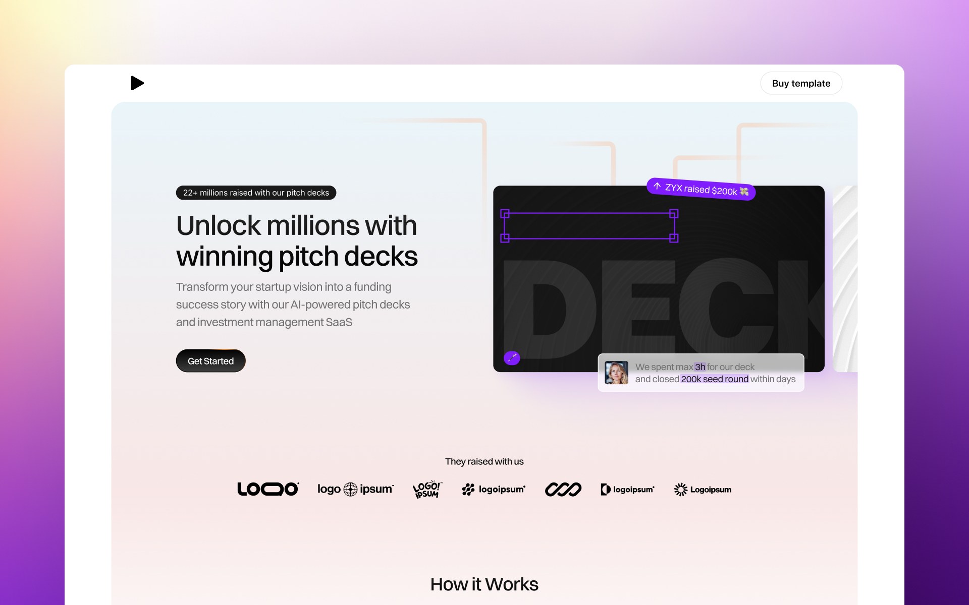 Deckker SaaS Framer template alternate preview