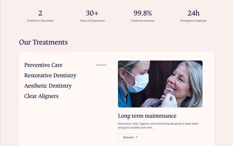 DENTRA dental clinic Framer template alternate preview