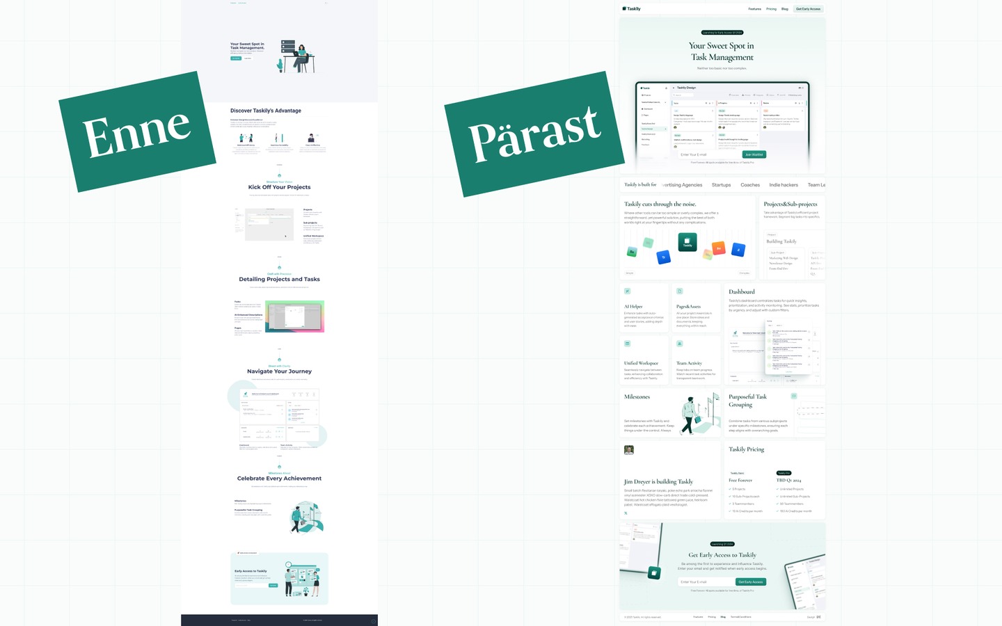 Before and after design comparison