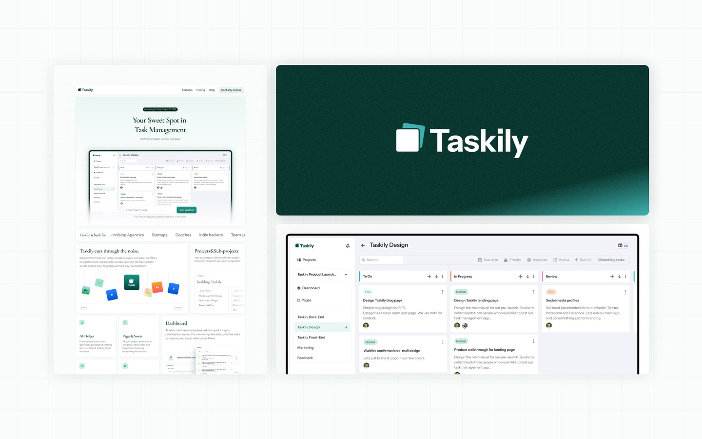 Sprint results – logo, landing page, dashboard UI