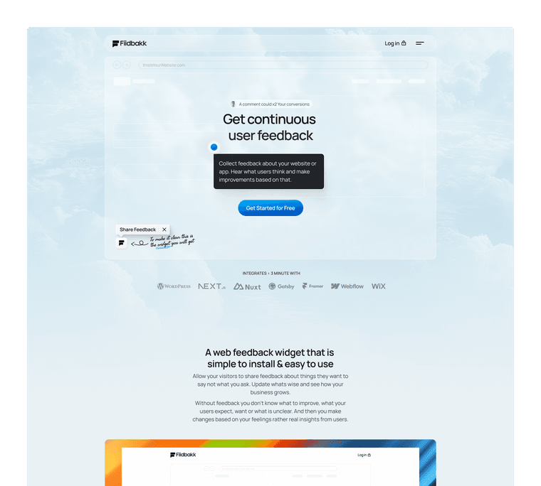 Fiidbakk SaaS Framer landing page alternate preview