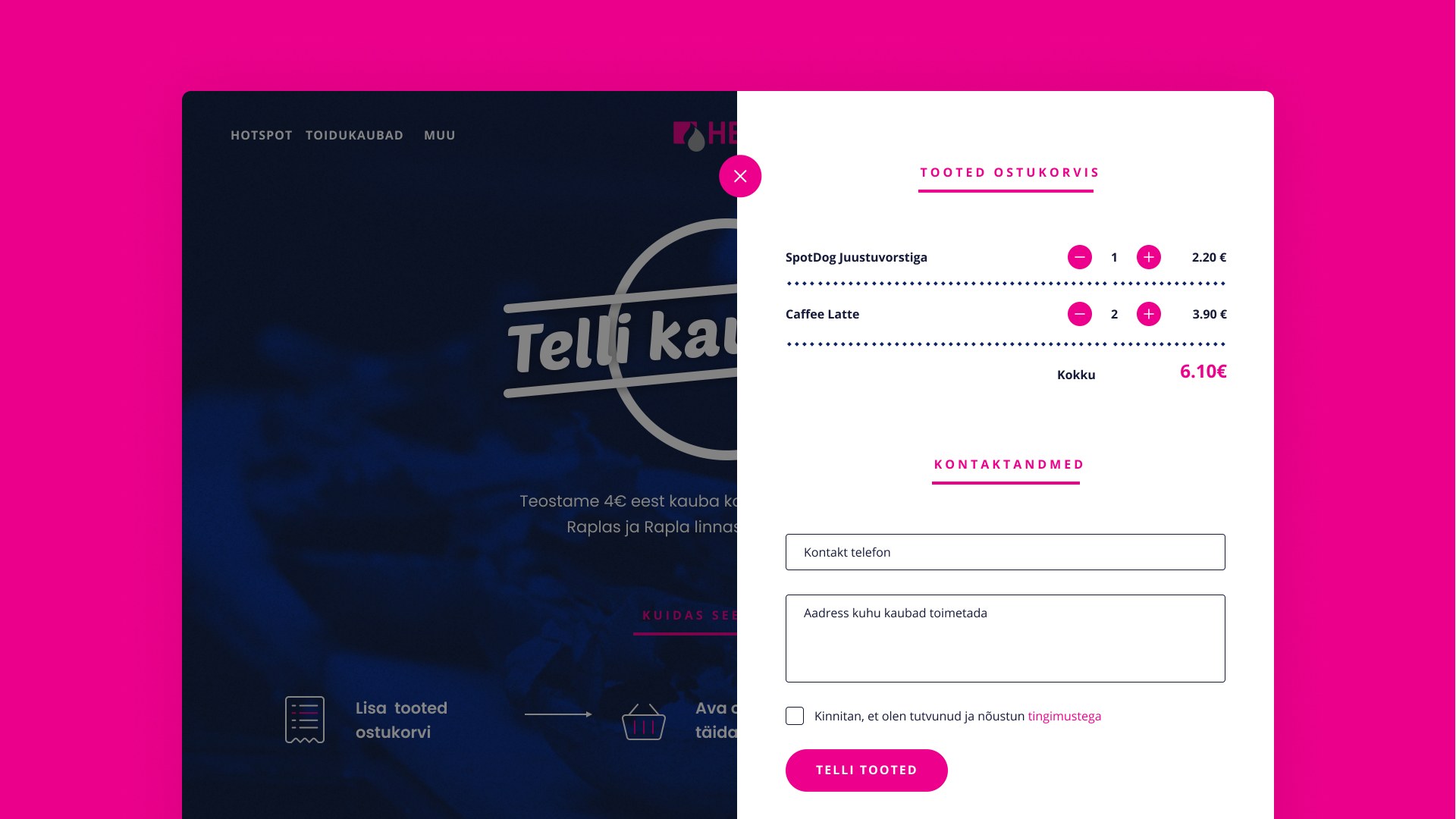Shopping cart UI design for custom VueJS front-end