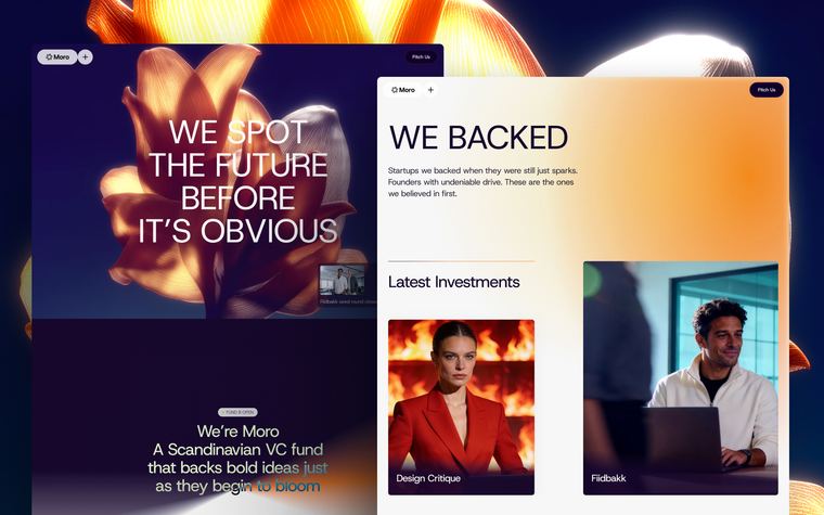 Moro venture capital Framer template alternate preview