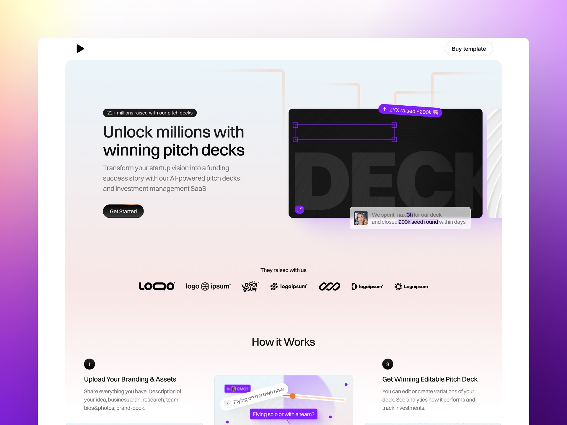Deckker SaaS Framer template page 1
