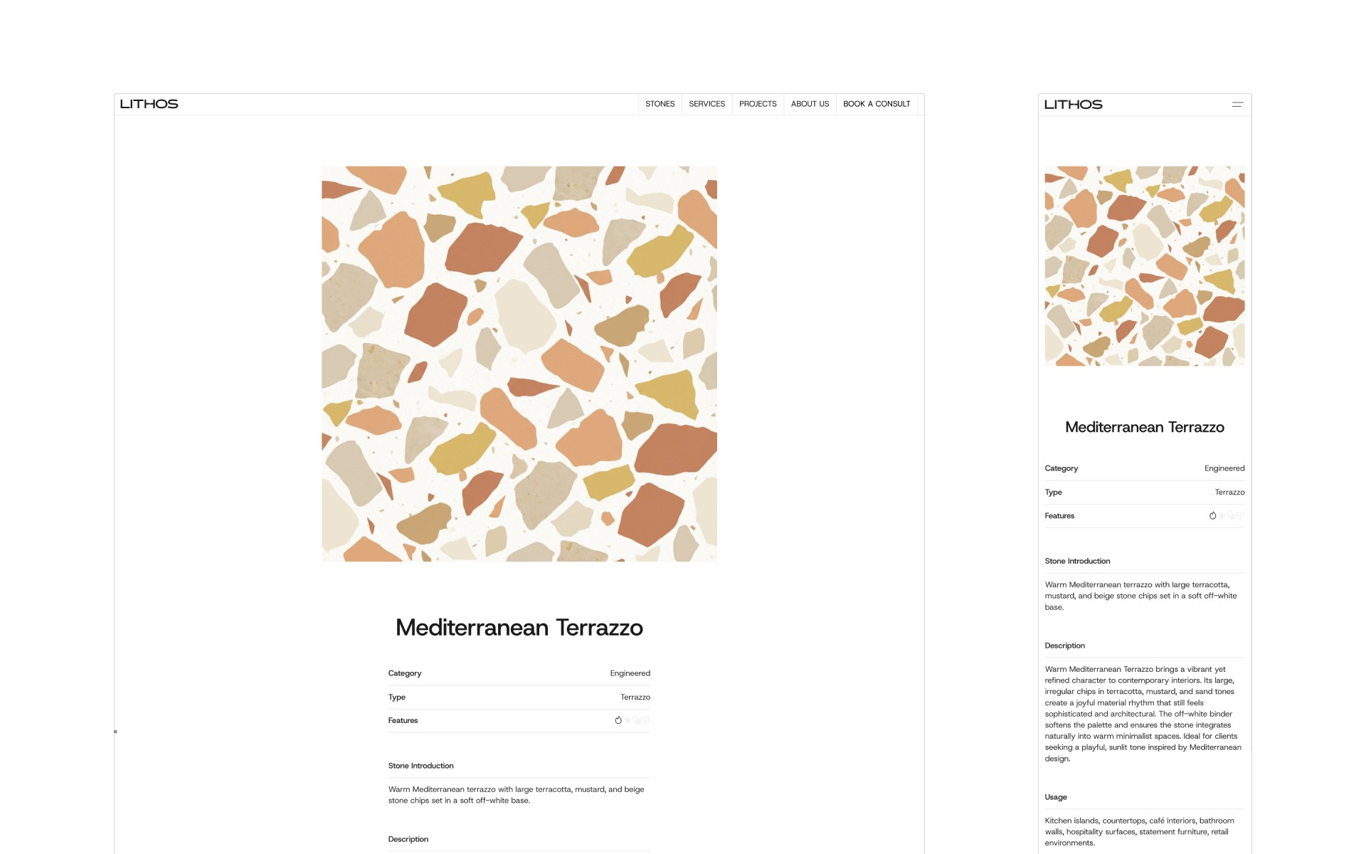 Lithos architecture Framer template alternate preview