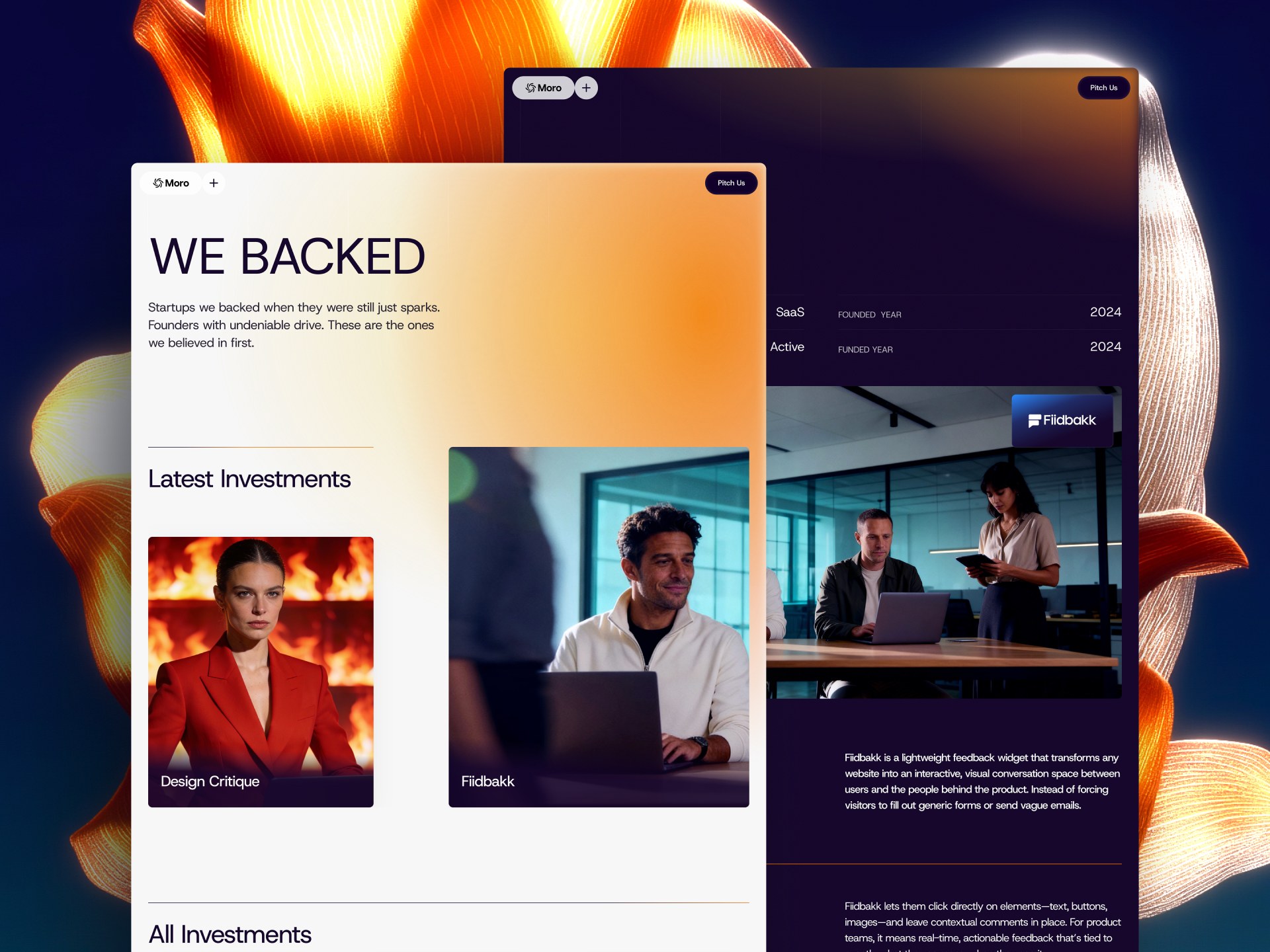 Moro venture capital Framer template page 3 thumbnail