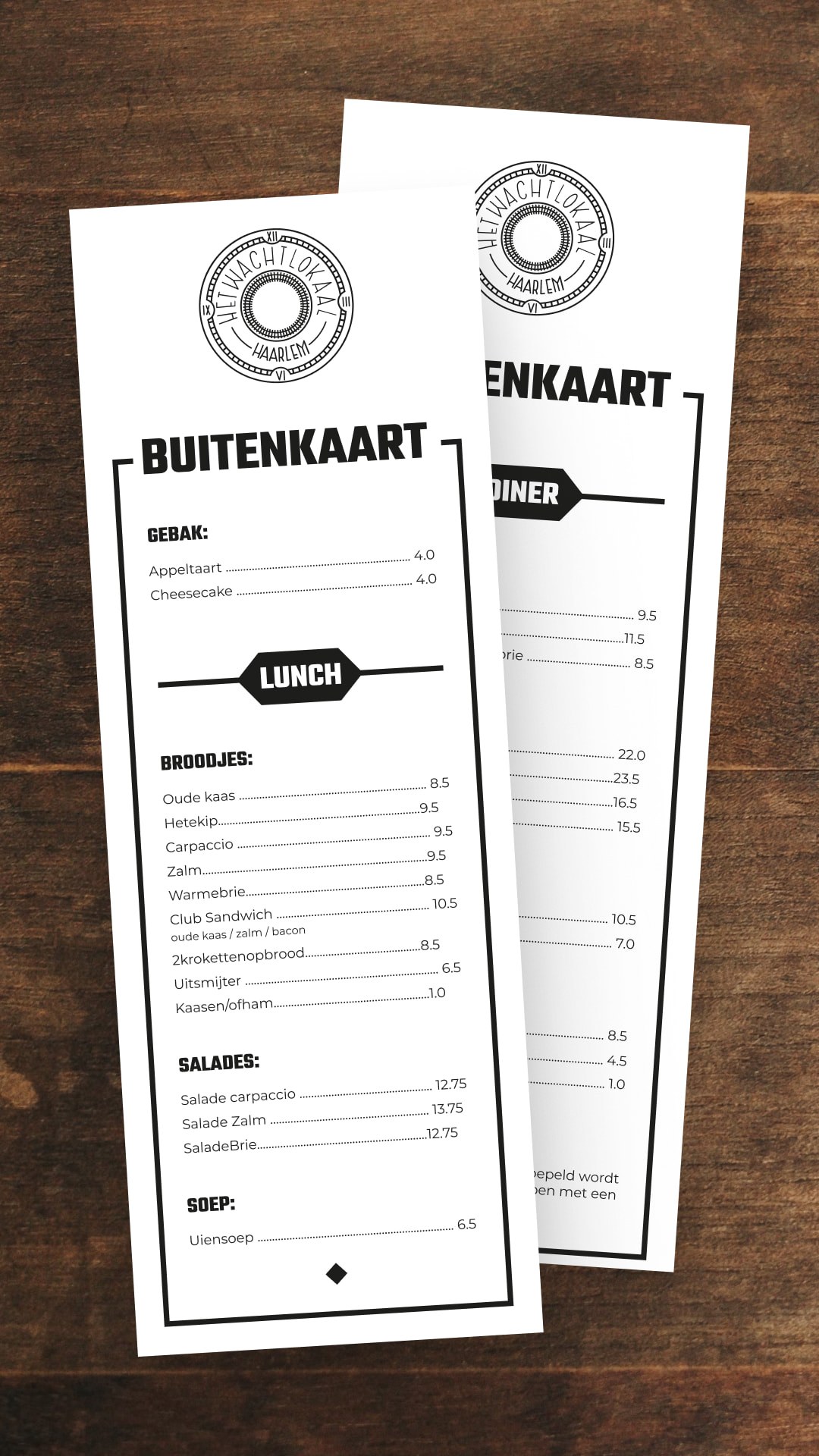 Graphic design for a Dutch restaurant menu