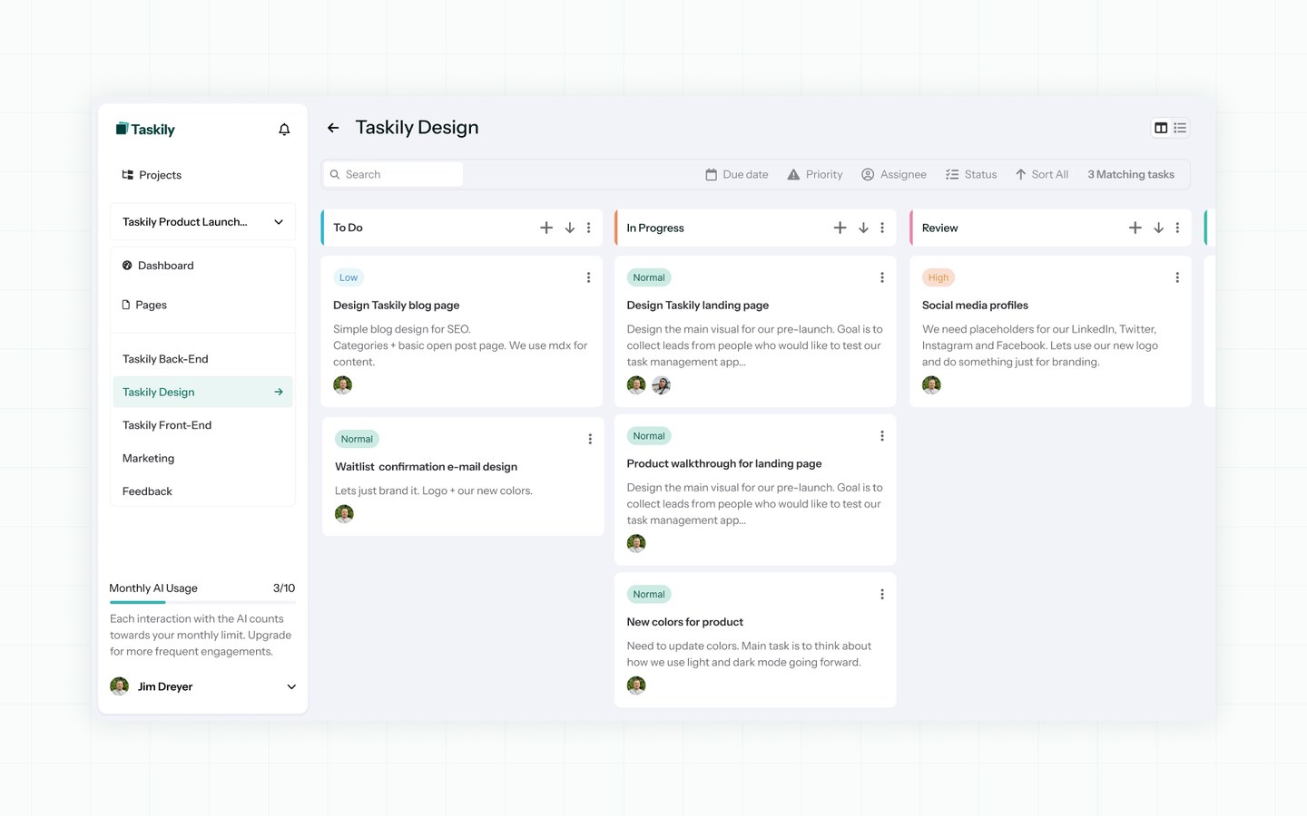 SaaS töölaua UI/UX disain