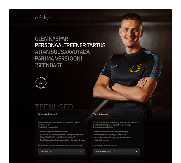 Framer website for personal trainer