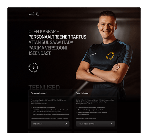 Trainer website created with Framer