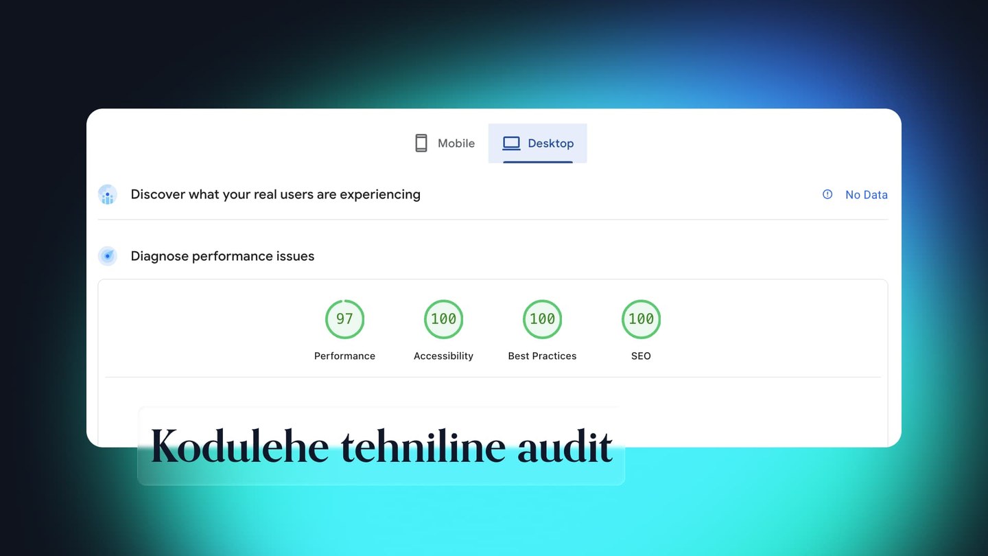 Google Lighthouse report for SEO and speed