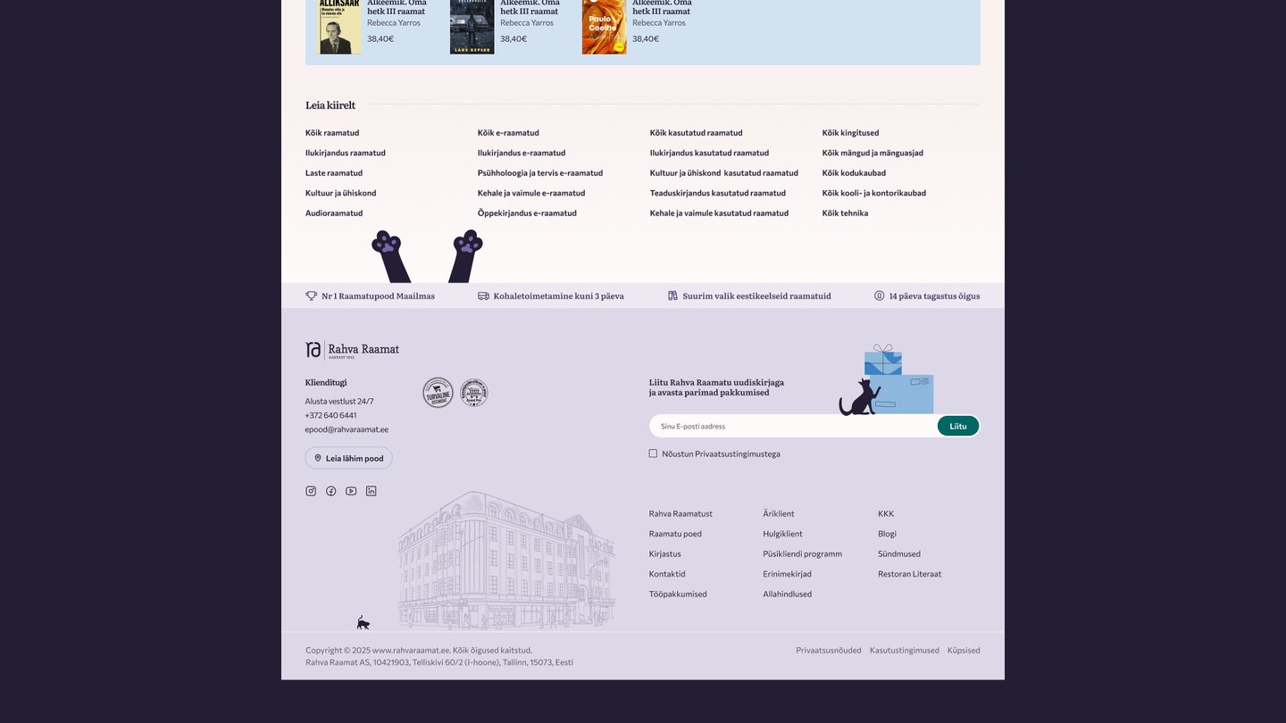 Rahva Raamatu e-poe jaluse UI disain