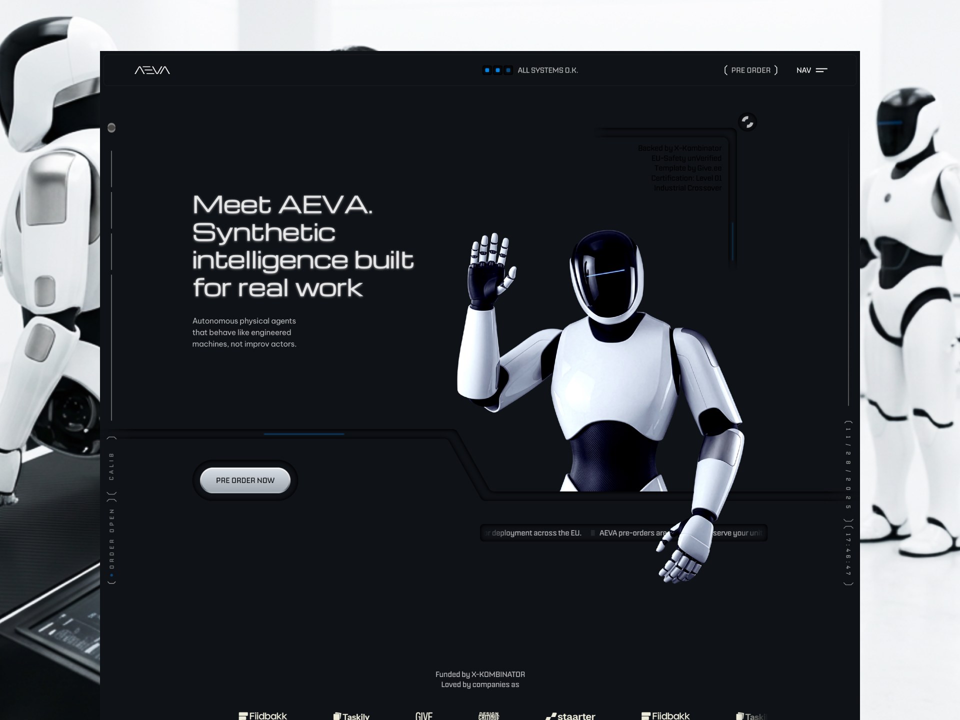 AEVA AI startup Framer template page 1