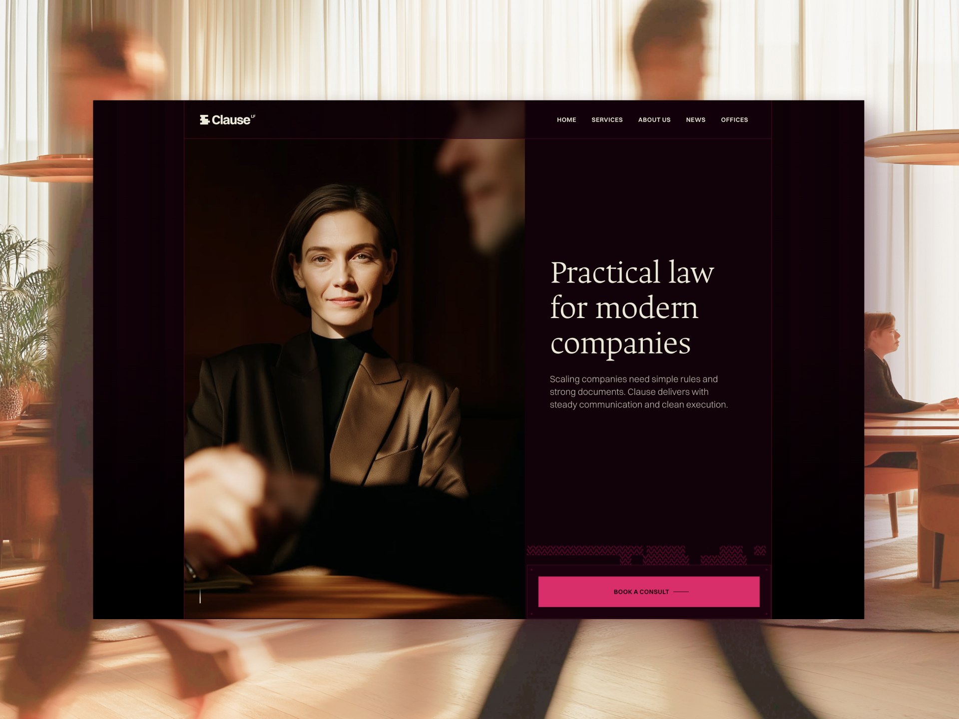 Clause law firm Framer template page 1