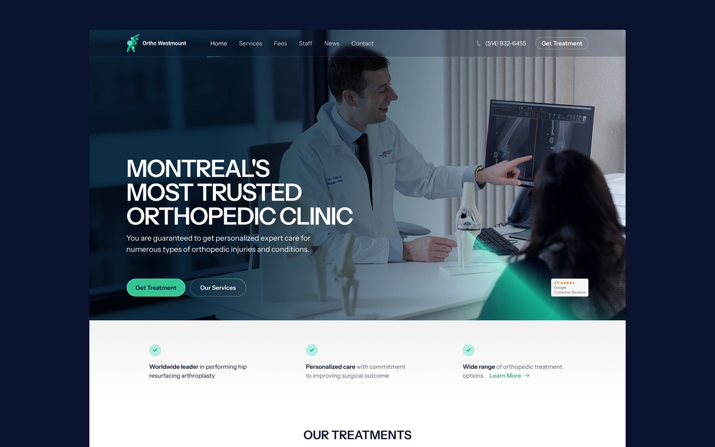UI design changes for clinic website