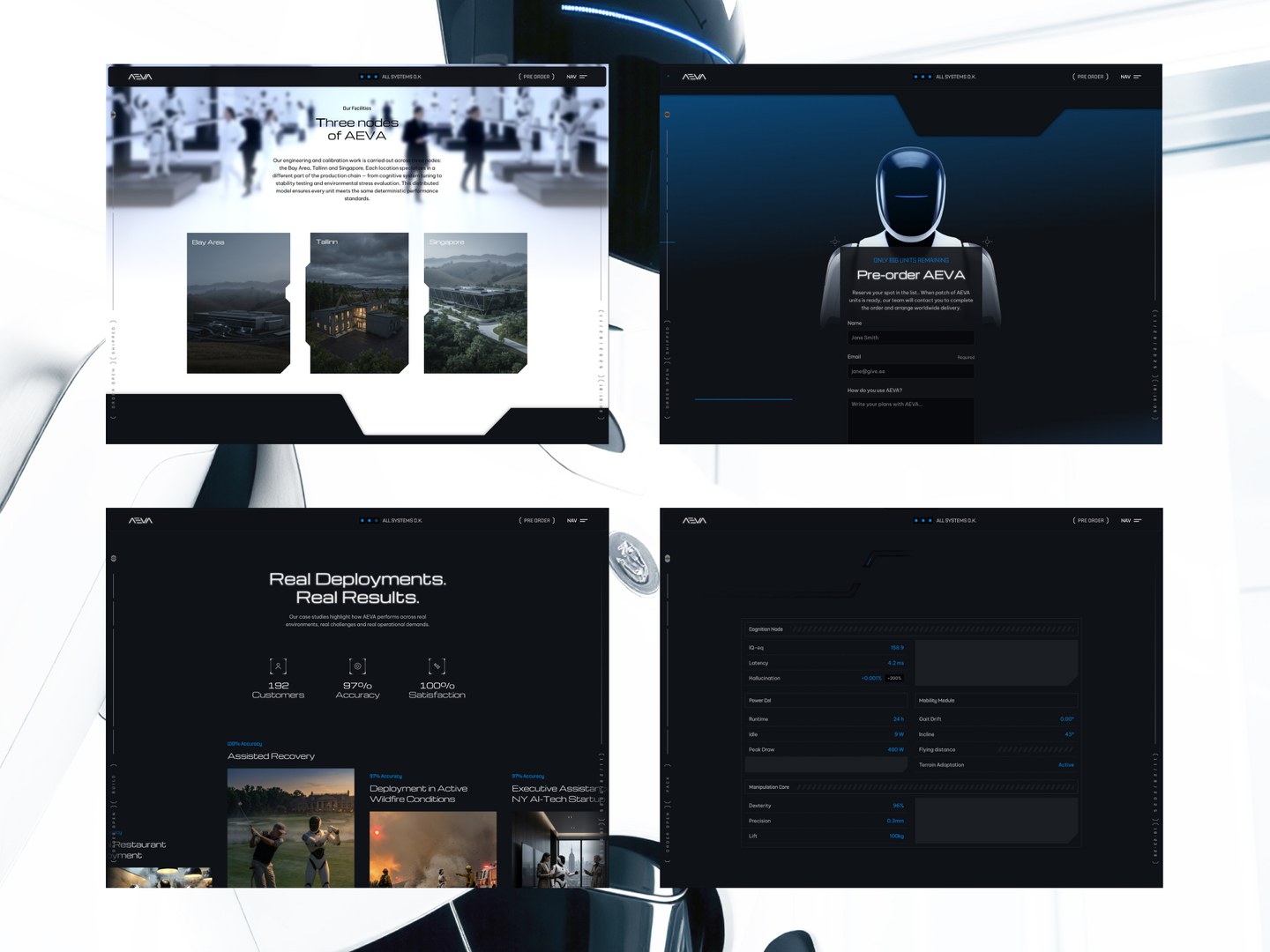 Robotics startup Framer website design views