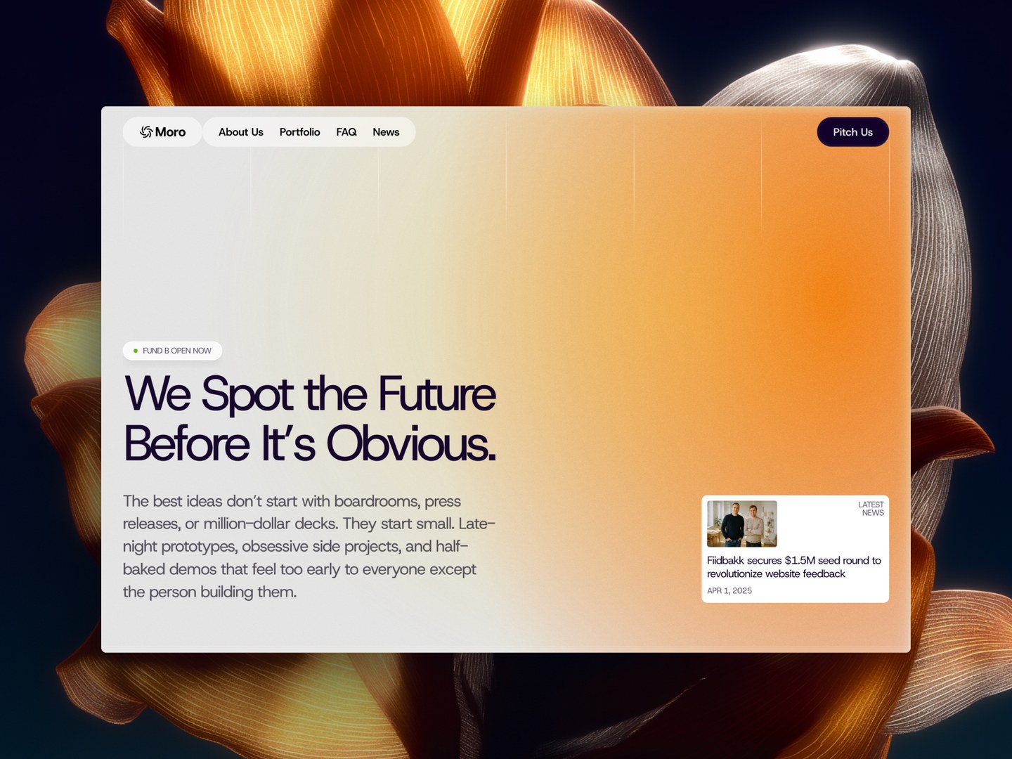 VC fund Framer website design