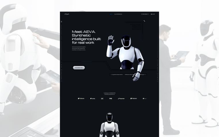 AEVA AI startup Framer template alternate preview