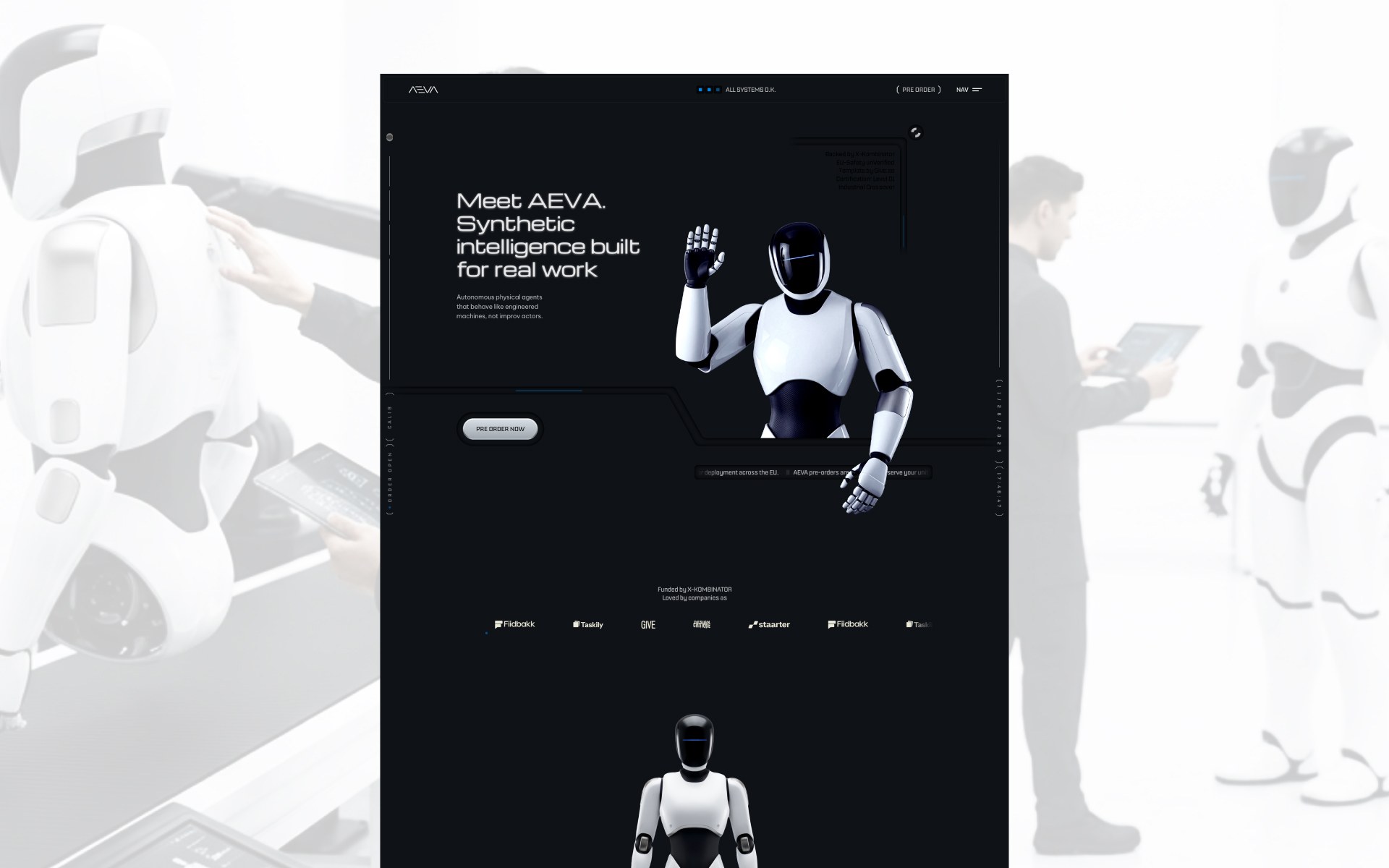 AEVA AI startup Framer template alternate preview