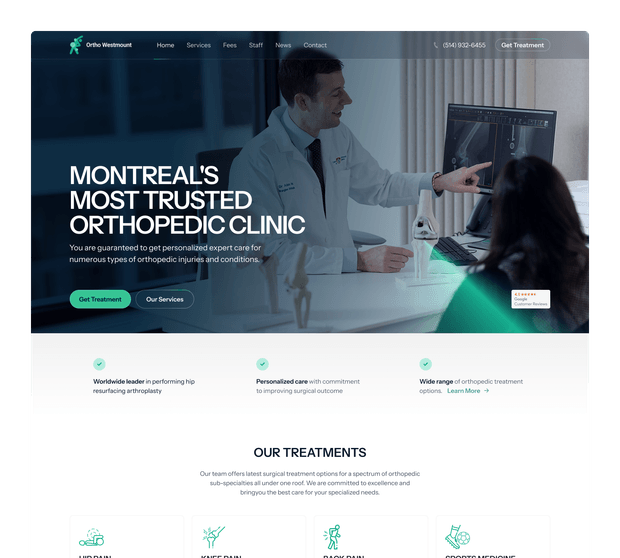 Orthopedic clinic website layout
