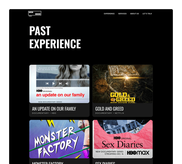 Production Studio website developed in Framer