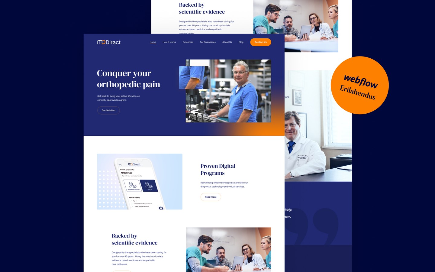 Webflows tehtud kodulehekülje erilahendus