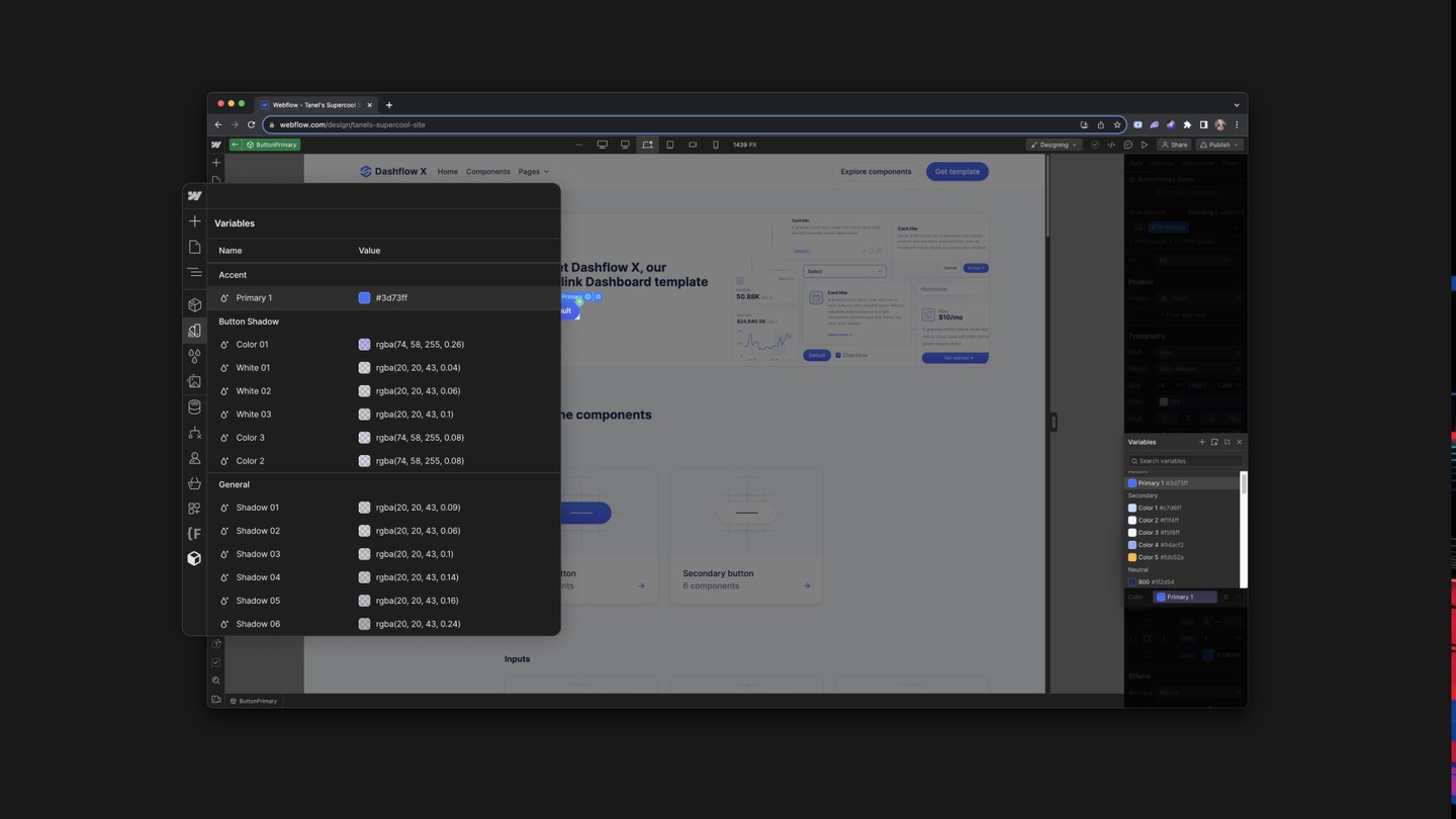 Webflow variables