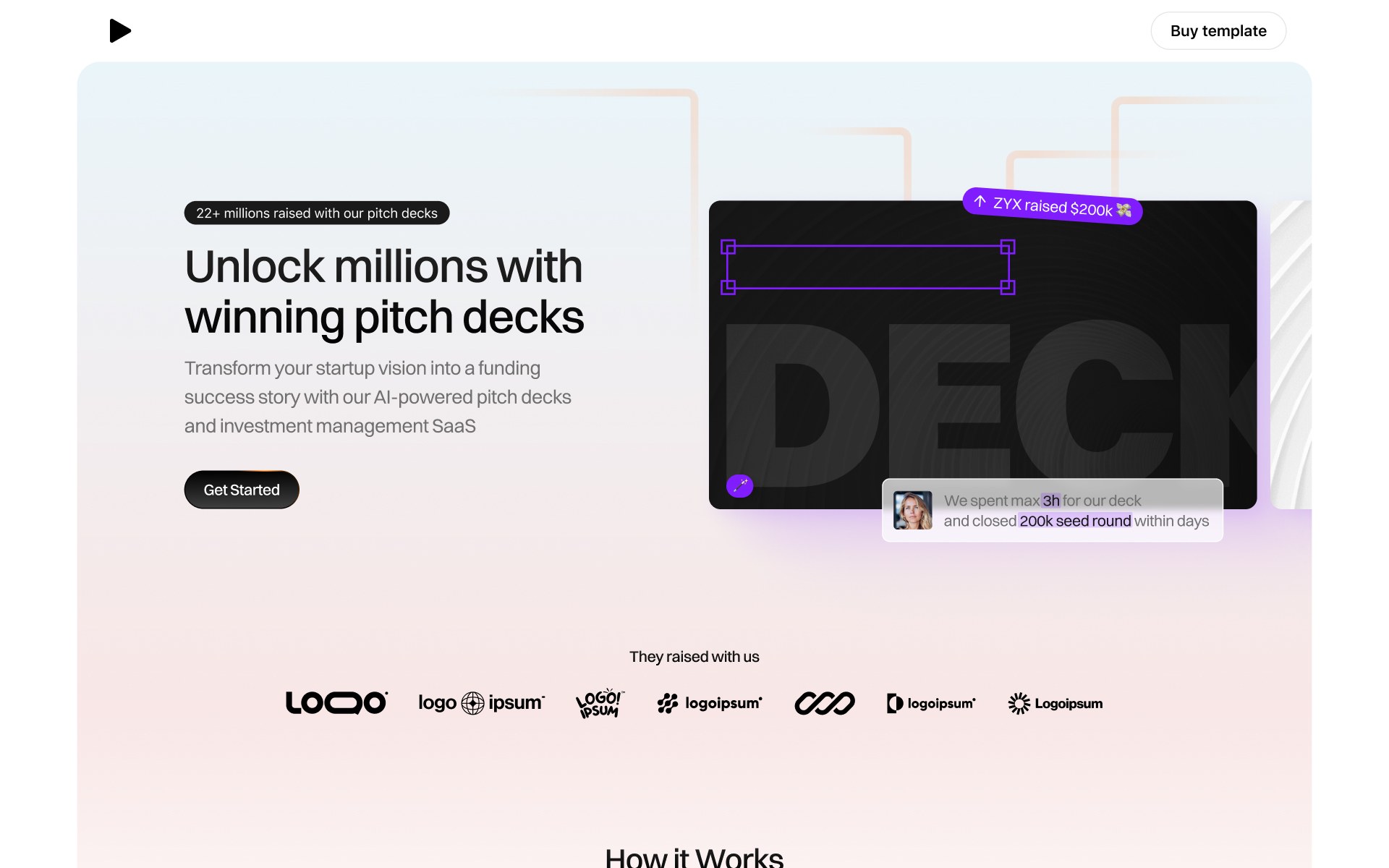 Deckker SaaS Framer template preview